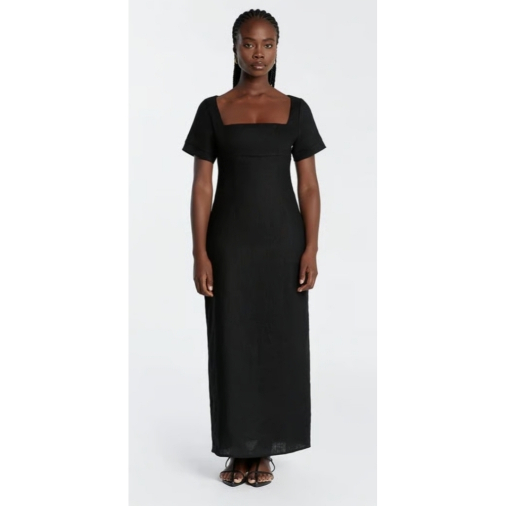 NWT Dissh JAMIE BLACK LINEN MIDI DRESS Size 8